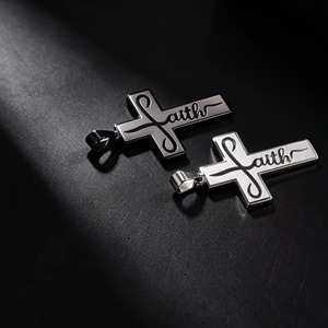 Pendentif Croix de Foi en Acier Inoxydable Plaqué Or 18K, Bijou Religieux, Cadeau de Baptême et d'Anniversaire pour Femmes et Hommes - Product Image 5