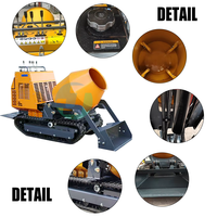 Mini bétonnière sur chenilles, moteur diesel, autochargeuse, benne mobile, composants principaux disponibles à la vente