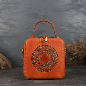 Bolso Cuadrado de Cuero 100% Genuino, Bolso de Mano de Alta Calidad en Color Vega Tan para Mujer, Bolso de Mano para Mujeres Rusas - Product Image 3