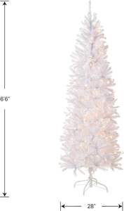 Sapin de Noël artificiel <span class=keywords><strong>Kingswood</strong></span> Fir Slim pré-éclairé de 6,5 pieds de la marque National Tree Company, 250 lumières claires, 719 pointes, support inclus, blanc - Product Image 3