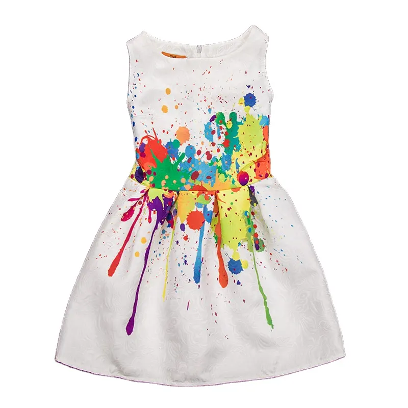 Gaun Pesta Musim Panas Anak Perempuan, Gaun Tutu Cantik Motif Seni, Gaun Pesta Anak-anak Cantik Musim Panas untuk Anak Perempuan