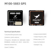 Module GPS HGLRC M100-5883 M10 unisexe avec boussole 21x21mm et indicateurs LED intégrés pour avion RC FPV longue portée