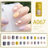 Nouvelles faux ongles français pré-dessinés à motifs multiples, demi-couvrants, amovibles et réutilisables