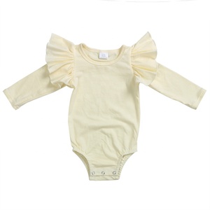 Ropa para Niños Recién Nacidos con Mangas con Volantes, Color Sólido, Venta al por Mayor, Ropa Infantil de Boutique, Top Ventas 2019 - Product Image 6