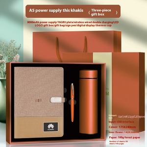 مجموعة هدايا فاخرة للأعمال تشمل دفتر ملاحظات A5 من الجلد الصناعي قابل للتخصيص مع قلم مطبوع بالحرير وكوب حراري وذاكرة USB ومفكرة ذكية لاسلكية - Product Image 4