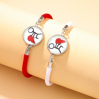 Ensemble de bracelets pour couple Soleil Lune Étoile, bracelet d'amitié en corde tressée rouge et noir, chaîne réglable pour les amoureux