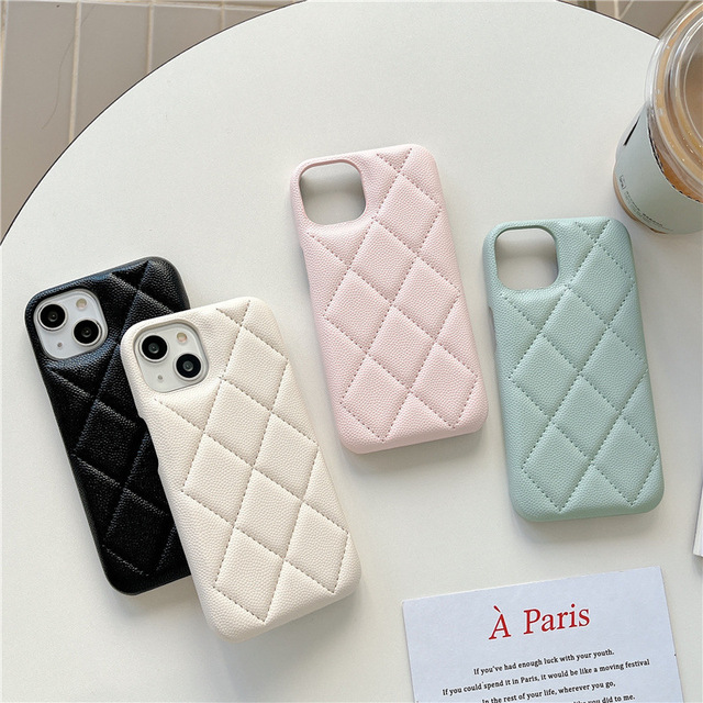 Caviar Texture Leather Phone Case For IPhone 16 15 Pro Max 15 14 13 12 Quilted Lady Style Phone Case