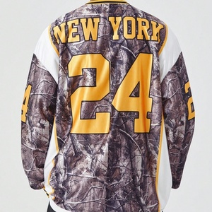 Camiseta Deportiva Americana Informal de Manga Larga con Logotipo Personalizado, Estampado de Camuflaje con Letras Digitales, Hombros Caídos, para Hombre - Product Image 2