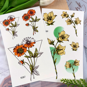 <span class=keywords><strong>Tatuajes</strong></span> Temporales de Flores Coloridas, Pegatinas de <span class=keywords><strong>Girasol</strong></span>, Lycoris y Loto - Product Image 3