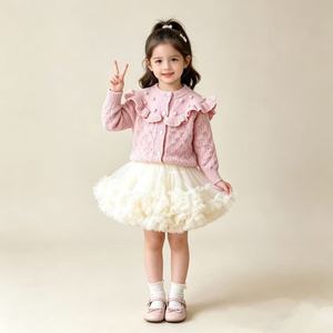 Completo Primaverile a Due Pezzi per Bambine: Cardigan in Maglia con Volant e Gonna Tutu a Strati - Product Image 2