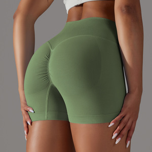 Shorts de Ciclismo Acanalados Sin Costuras para Mujer al por Mayor, con Cintura Cruzada en V y Efecto Fruncido en Glúteos, No Transparentes, para Gimnasio y Ropa Deportiva, OEM ODM - Product Image 2