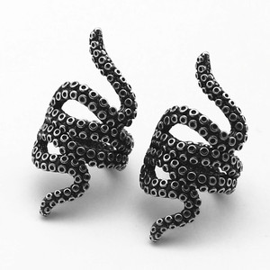Pendientes de tentáculo de pulpo yunnique, plata tibetana, forma de animal, diseño geométrico, joyería de moda para hombres y mujeres - Product Image 1