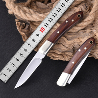 Couteau de poche pliable personnalisable OEM en acier inoxydable 3Cr13 avec manche en bois, outil de survie pour la chasse, le camping, la pêche et les activités de plein air