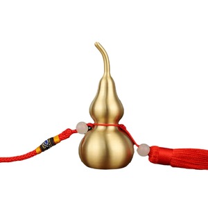 Pendentif Gourde en Cuivre Doré Ouvrable avec Pompon Rouge et Perles de Jade – <span class=keywords><strong>Symbole</strong></span> Traditionnel Chinois de Protection et de Prospérité pour la Décoration de la Maison et de la Voiture - Product Image 4
