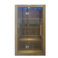 Sauna extérieur en bois massif de conception moderne pour 2 personnes, mini cube avec fonction infrarouge lointain
