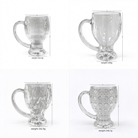 Vente en gros de mugs en verre vintage gaufrés avec pied et poignée, chopes à bière à pied, tasses à café irlandais pour latte, thé, bar, pub, café