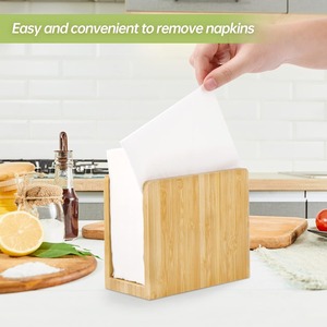 Dispenser Vertical Napkin Holder Natural Strong Waterproof Bamboo Wood Napkin Holder Freestanding Table <b>Top</b> Tissue - Product Image 6