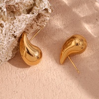 Nouvelles boucles d'oreilles pendantes en forme de goutte d'eau creuses pour femmes, plaquées or, en acier inoxydable