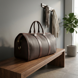 Fashionable Vintage Unisex Genuine Leather Lightweight Travel Bags Luxury Handbags Zipper Closure Durable Large Portable - Product Image 1