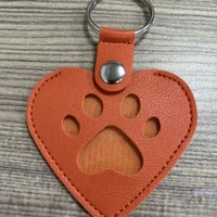 HONGHU Porte-clés pendentif minimaliste en PU pour animaux de compagnie, souvenir en forme de cœur pour les amoureux des chiens et des chats, support de poils d'animaux en forme de patte