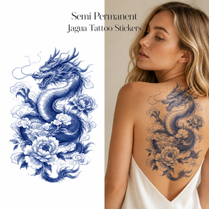 Adesivi per Tatuaggi Temporanei Jagua, Stile Drago in Porcellana Blu e Bianca, Impermeabili, Semi-Permanenti, Arte Corporea OEM - Product Image 1