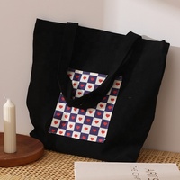 Bolsa de lona exquisita y de moda con logotipo de patrón personalizado de estilo académico para ir de compras