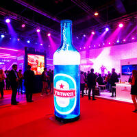 Écran LED publicitaire mobile à économie d'énergie en couleur pleine, diamètre 1 m, pour bouteilles de bière et canettes, sur roues