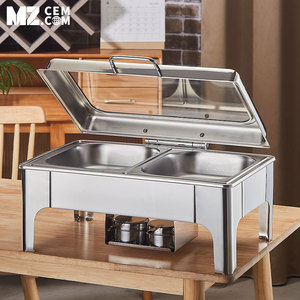 Plat de service rectangulaire en <span class=keywords><strong>acier</strong></span> <span class=keywords><strong>inoxydable</strong></span>, réchaud de buffet, couvercle en verre hydraulique, 9 litres, 13 litres - Product Image 3