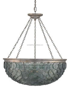 Lustres en verre aquamarine soufflé à la main modernes pour villa, salon, chambre à coucher, entrée, escalier, lustres en verre - Product Image 1