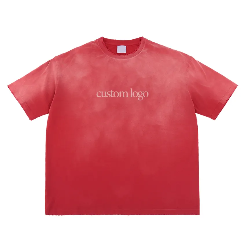 Camiseta de algodón desgastado para hombre, ropa de calle de alta calidad, con logotipo de marca personalizado, a la moda, nueva