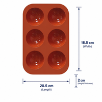 Moule en silicone OKSILICONE à 6 cavités semi-sphériques pour chocolat, gâteaux, gelées et poudings, 90g
