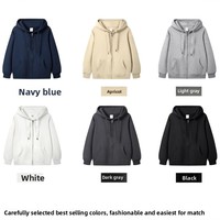 Veste d'hiver pour homme grande taille avec capuche, sweat-shirt zippé épais 600G, motif uni, 100% coton polaire anti-boulochage