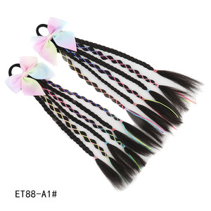 Accessorio per <span class=keywords><strong>capelli</strong></span> a forma di fiocco colorato per bambini, con <span class=keywords><strong>trecce</strong></span> sintetiche. <span class=keywords><strong>Capelli</strong></span> da ragazza in movimento, in coda di cavallo colorata. - Product Image 5