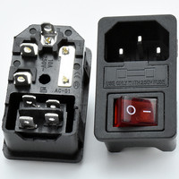 Prise de courant 10A 250V AC-01 avec interrupteur à bascule et porte-fusible 3/4 broches IEC 320 C14 Connecteur d'entrée Jack