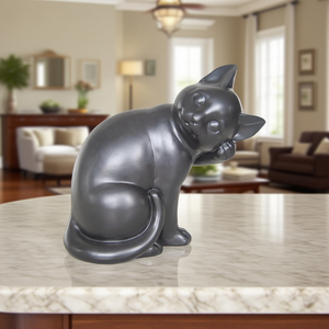 Ornement en résine de <span class=keywords><strong>chat</strong></span> noir de style nordique créatif, statuette d'art animalier artisanale, figurine de chaton mignon, cadeau de pendaison de crémaillère, objet d'artisanat - Product Image 3