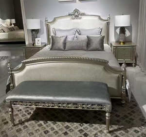 Ensemble de chambre à coucher de style européen moderne et luxueux, sur mesure, lit double king size en bois, lit en bois pas cher - Product Image 4