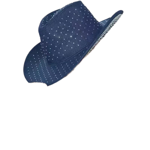 Sombrero Fedora de Fieltro de Lana para Hombre y Mujer, con Cristales Brillantes y Ala Ancha, Estilo Vaquero Casual con Pedrería - Product Image 1