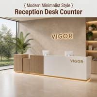 Bureau de réception de luxe en bois et marbre blanc, personnalisation haut de gamme, adapté aux groupes d'entreprises, hôtels, halls d'accueil, OEM
