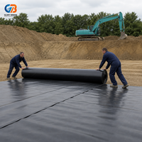Membrane imperméable en HDPE, géomembrane noire en rouleau pour bassin à poissons, barrage, décharge, réservoir, parc, projets d'aménagement