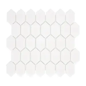 Sunwings Recycled Glass Mosaic Tile | Stock In US | White Picket Marble Looks Mosaics Wall And Floor Tile