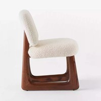 Fauteuil de salle à manger moderne nordique en bouclette Teddy, fauteuil d'appoint rembourré avec structure en bois massif pour la maison, l'hôtel, vente en gros