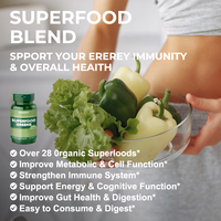 Complément alimentaire végétalien Lifeworth Super Greens Extract Fruits Légumes pour la santé digestive, comprimés superaliments