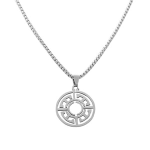 <b>Titanium</b> Steel Hollow Round Pendant Geometric Design Men's Necklace Retro Punk Style Fashion Jewelry Gift 120144 - Product Image 3