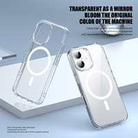 Coque de téléphone magnétique transparente hybride TPU+PC fine pour 16/16 Plus avec protection antichoc anti-jaunissement