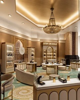 Design d'intérieur de boutique de parfums de luxe, présentoirs haut de gamme avec éclairage LED