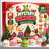 Boîte Mystère de Compte à Rebours de Noël, Jouet de Noël DIY Squishy en forme de Boule avec Mousse Pelucheuse et Plastique, Calendrier Déchirable pour Enfants de 5 à 7 Ans, Jeu de Boîte à Perforer