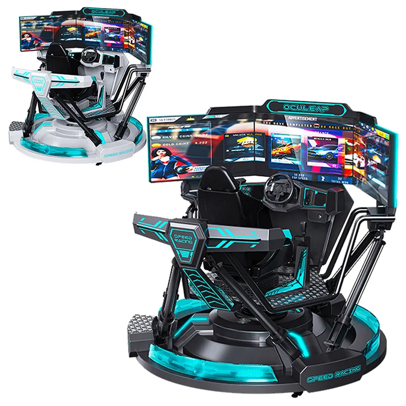 OCULEAP 2024 racing driving simulator 6 degrees of freedom 3 screens indoor amusement park VR simulator racing game machine