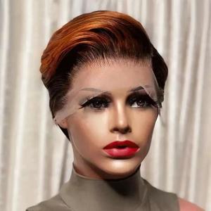 Pelucas cortas <span class=keywords><strong>de</strong></span> corte Pixie Peluca <span class=keywords><strong>de</strong></span> <span class=keywords><strong>cabello</strong></span> humano 13x4 Encaje Frontal HD Color natural transparente para mujeres Pelucas populares - Product Image 5