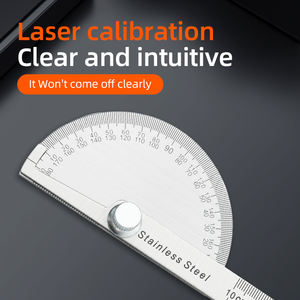 Goniometro goniometro regolabile a 180 gradi righello angolare in acciaio inossidabile strumento di misurazione del calibro a testa tonda - Product Image 5
