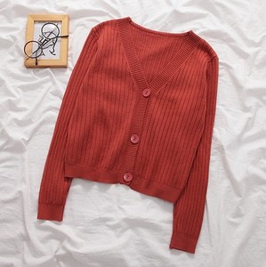 N-Maglioni <span class=keywords><strong>Cardigan</strong></span> corti donna con bottone <span class=keywords><strong>nero</strong></span> bianco maglione corto scollo a V manica lunga da donna <span class=keywords><strong>Cardigan</strong></span> in maglia sottile - Product Image 5